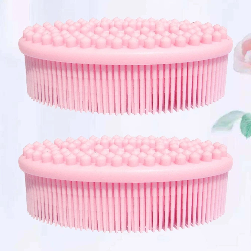 2 Pcs Massage Shampoo Brush Elder Silicone Bathing Shower Scrubber