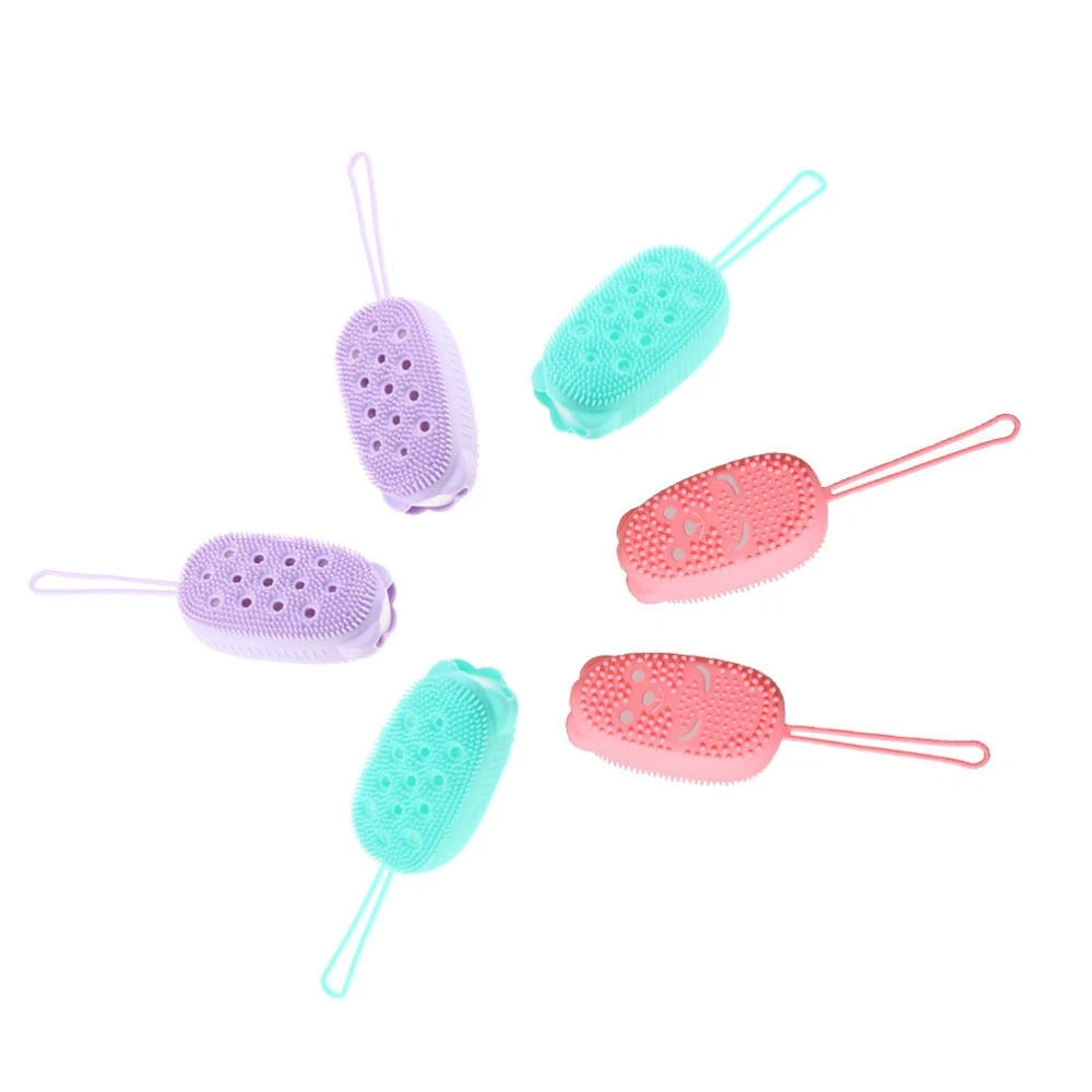 6 Pcs Bath Brush Exfoliating Body Bathing Scrubber Silicone Cleaning