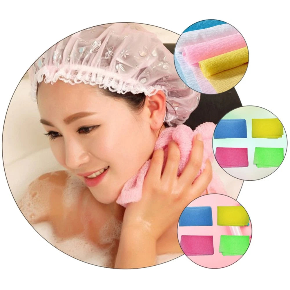 8 Pcs Back Scrub Foam Towel Exfoliator for Shower Bath Scrubber Body Brushes