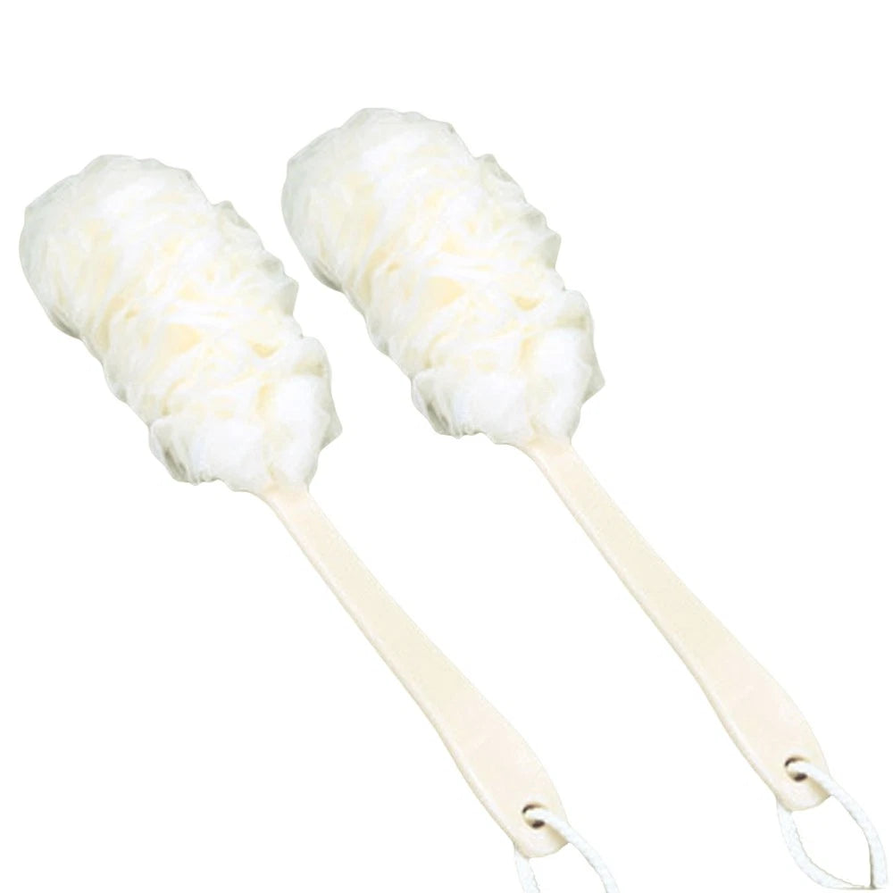 2 Pcs Rub The Back Bath Flowers Scrubber with Handle Shower Puff Body Brush