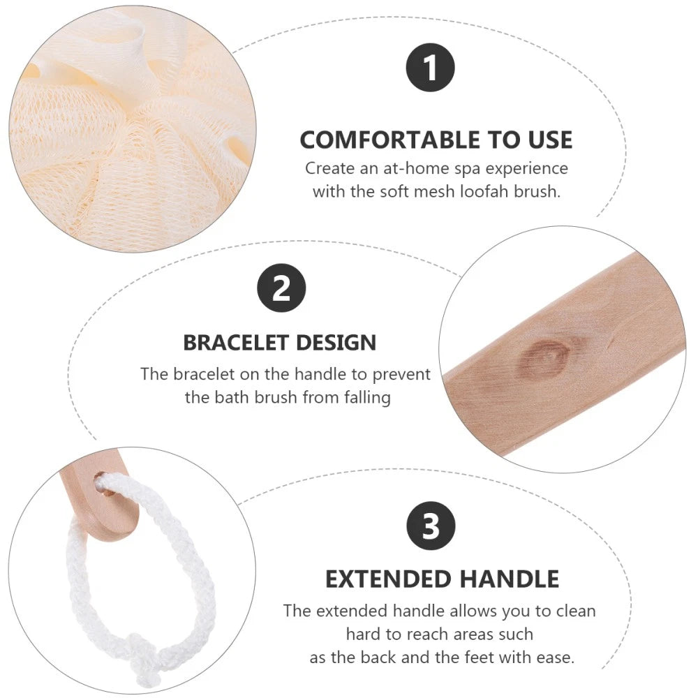 Long Handled Loofah Bath Sponge Brush Exfoliating Shower Scrubber for Adults