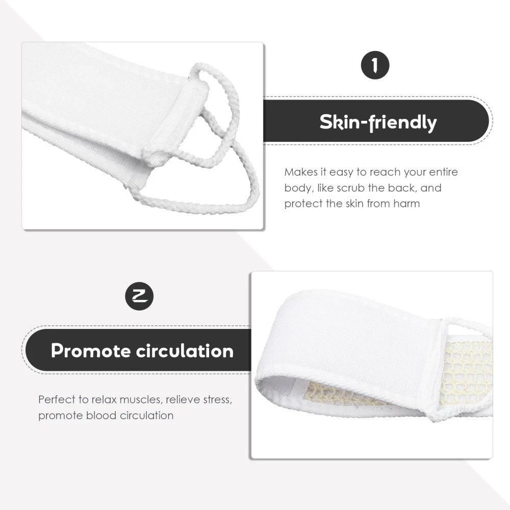 2 Pcs Body Exfoliator Bubble Bath Towel Back Washing Strap Scrubber Belt