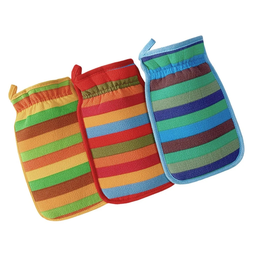 3 Pcs Bath Towel Gloves Back Brush for Shower Men Mitts Washcloths