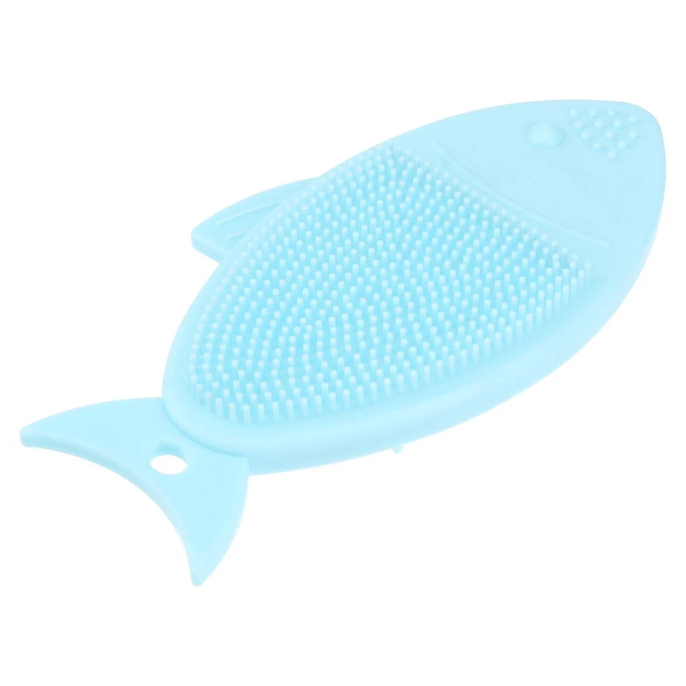 3 Pieces Fish-shaped Bath Brush Child Baby Silicone Cleaning Body