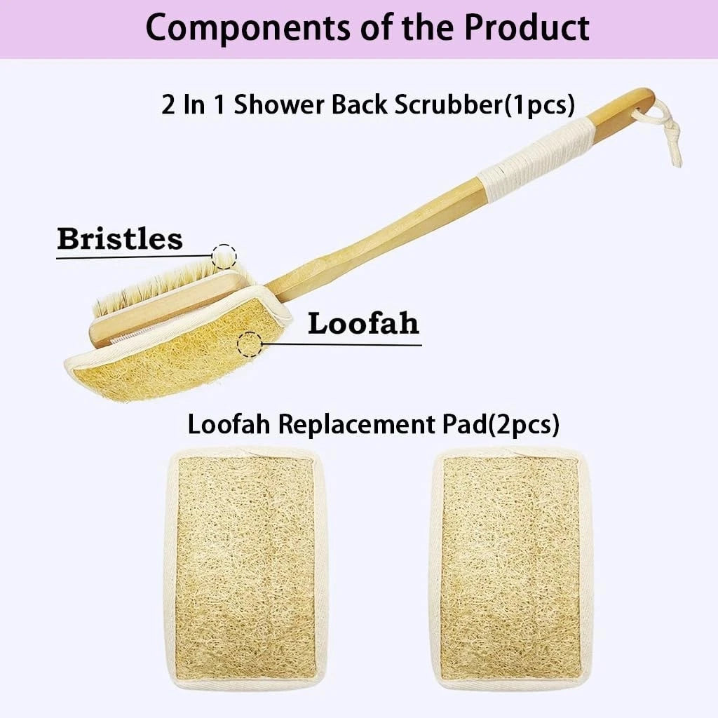 Shower Body Brush with Bristles and Loofah,Back Scrubber for Shower for Bath ...