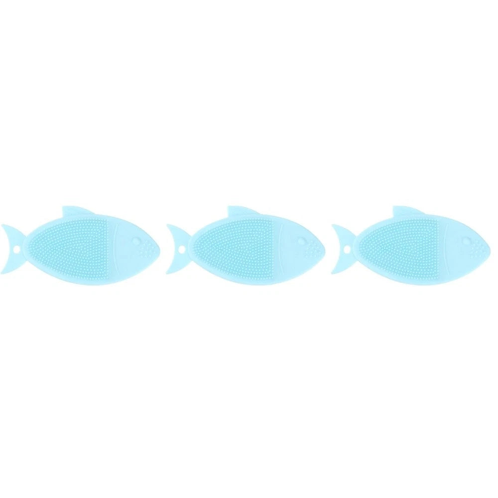 3 Pieces Fish-shaped Bath Brush Child Baby Silicone Cleaning Body