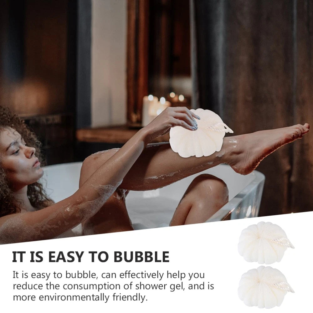 2 Pcs Petal Bath Ball Sponge Balls Shower Body Scrubber Baby Loofah Pad Pouf