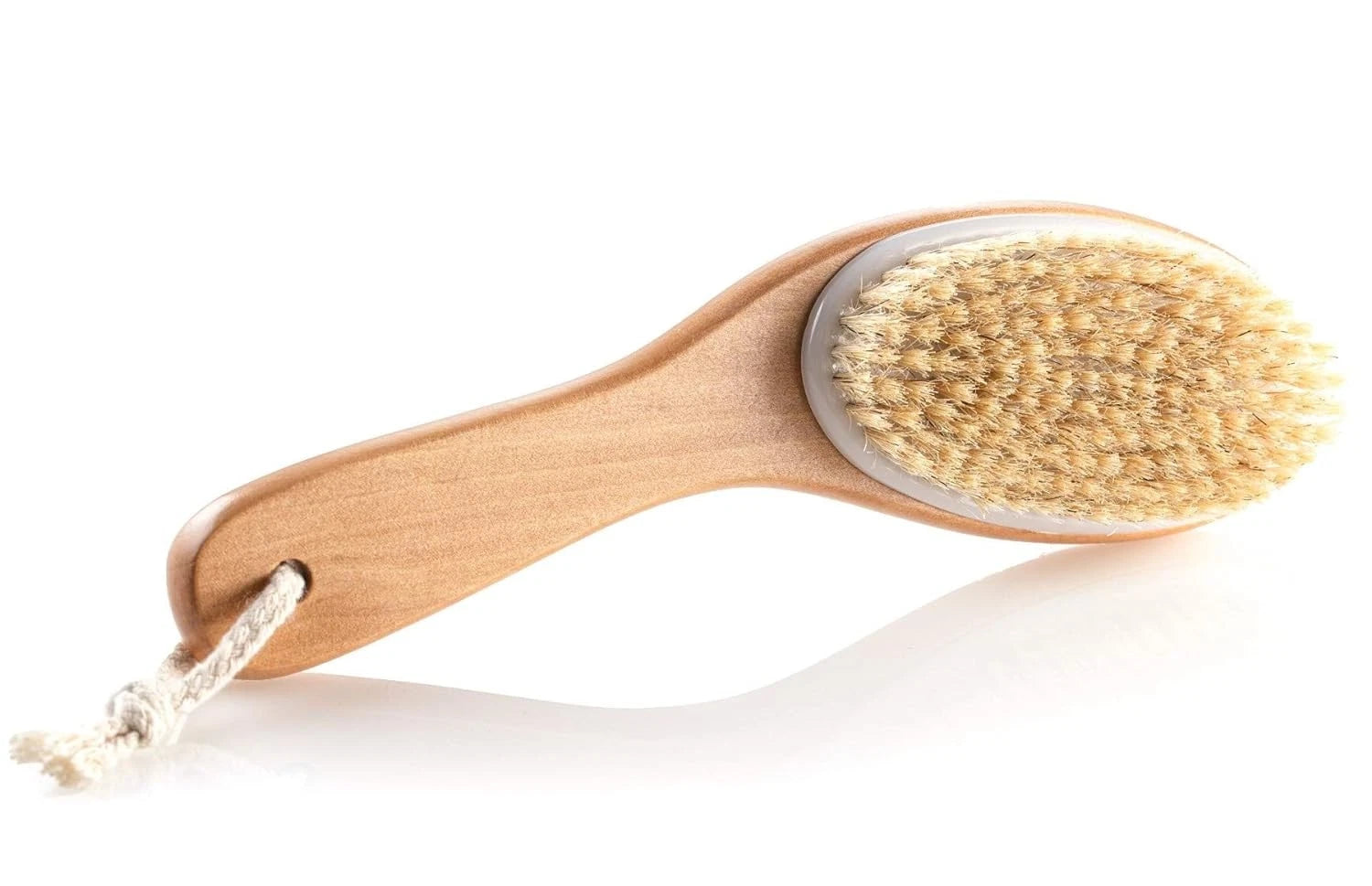 Natural Boar Bristle Body Brush with Contoured Wooden Handle
