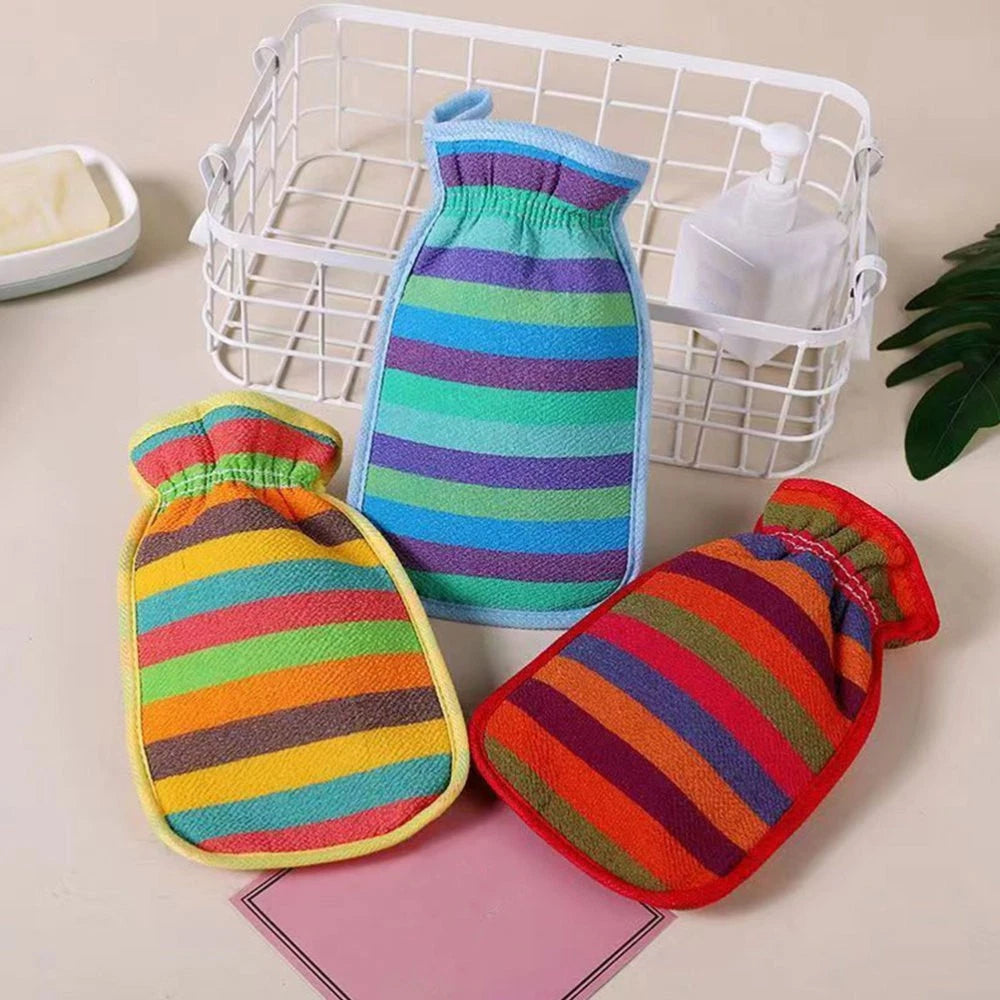 3 Pcs Bath Towel Gloves Back Brush for Shower Men Body Exfoliator