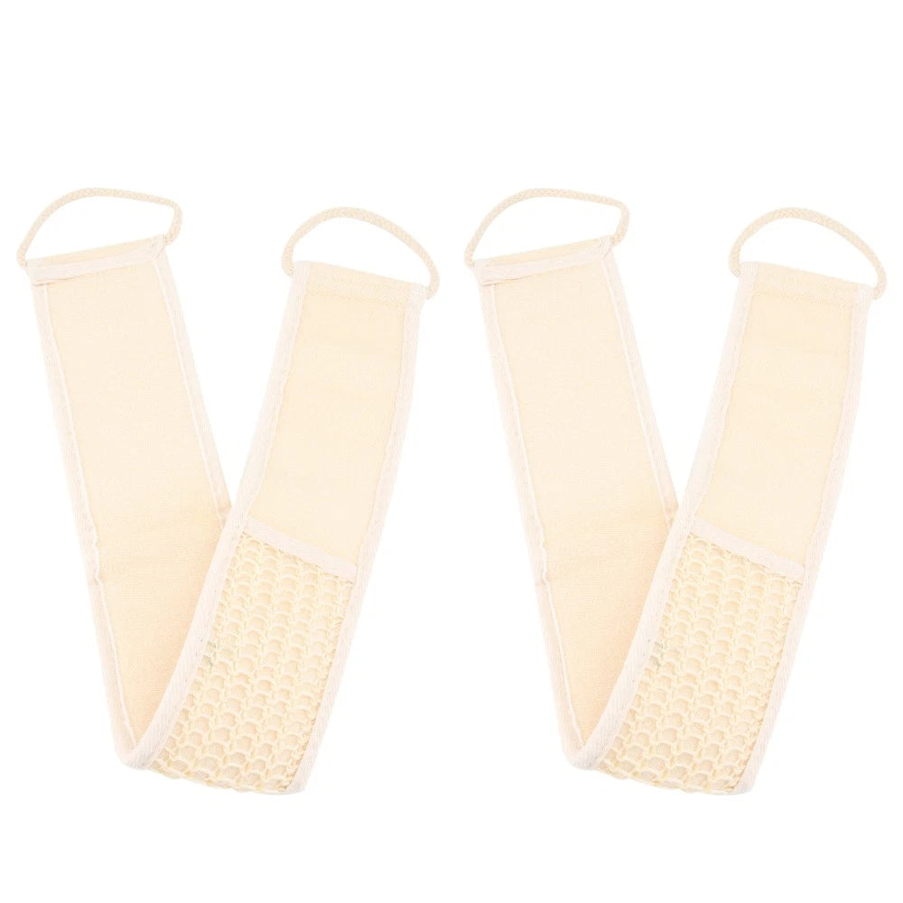 2Pcs Exfoliating Bath Scrubber Shower Back Strap Spa Long Skin Cleaning Brush