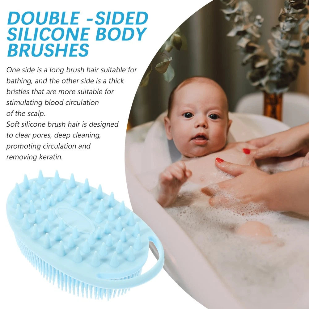 Bath Child Shower Scrubber Soft Double-sided Silicone Cleaning