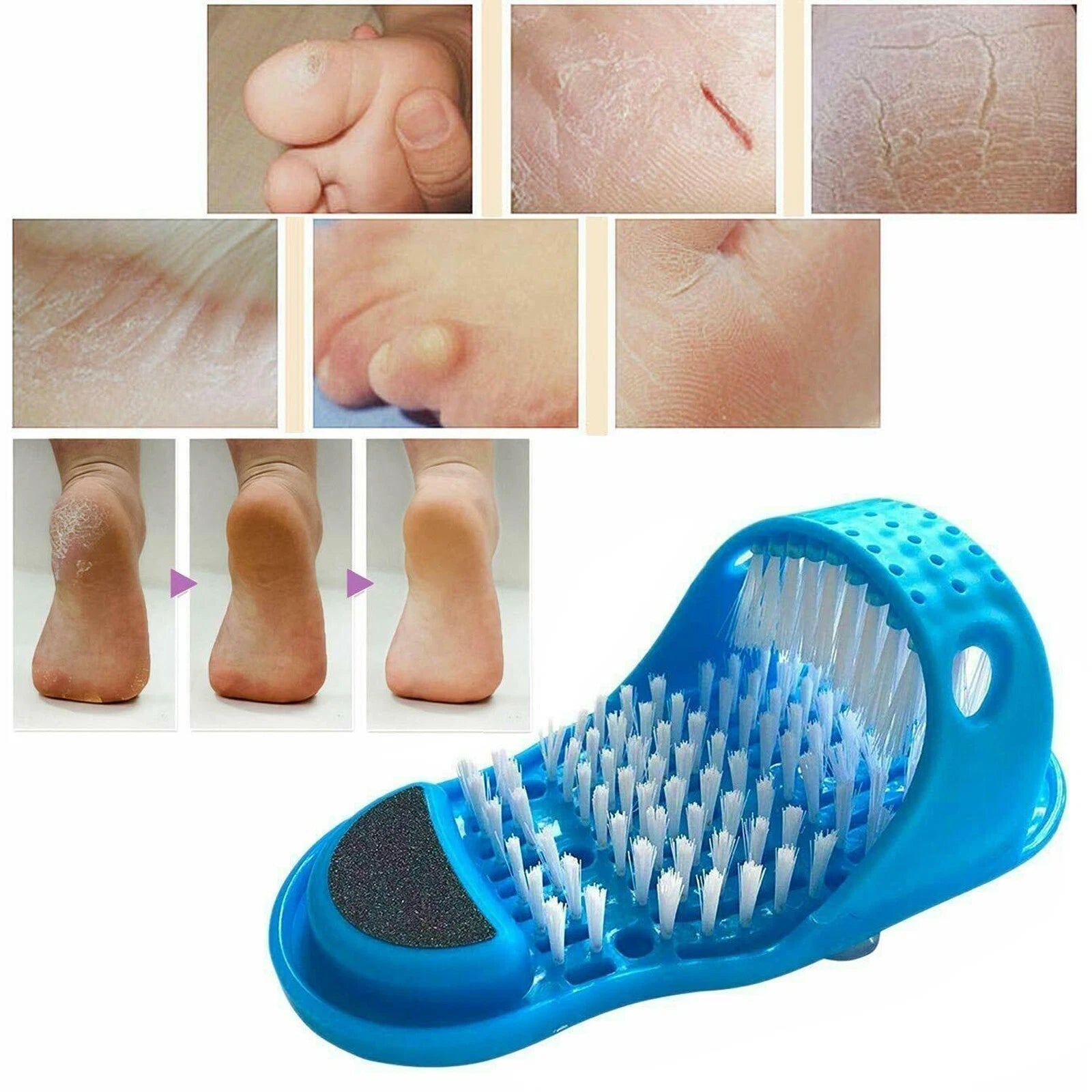 Bath Shower Spa Easy Cleaner Scrub Foot Scrubber Brush Slipper Feet Massage Wash
