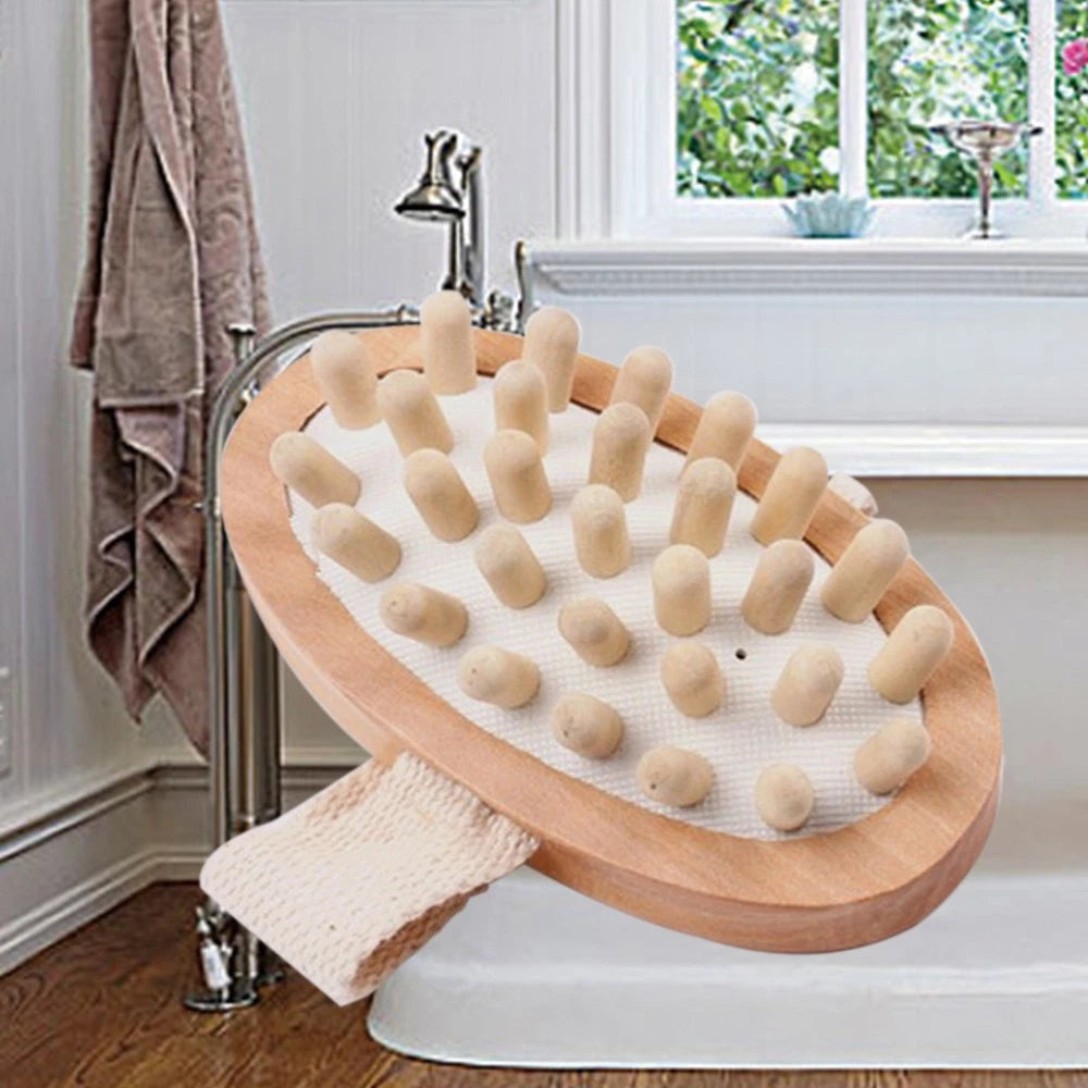 Body Massage Bath Brush Wooden Massage Round Head Bath Bathroom Accessories