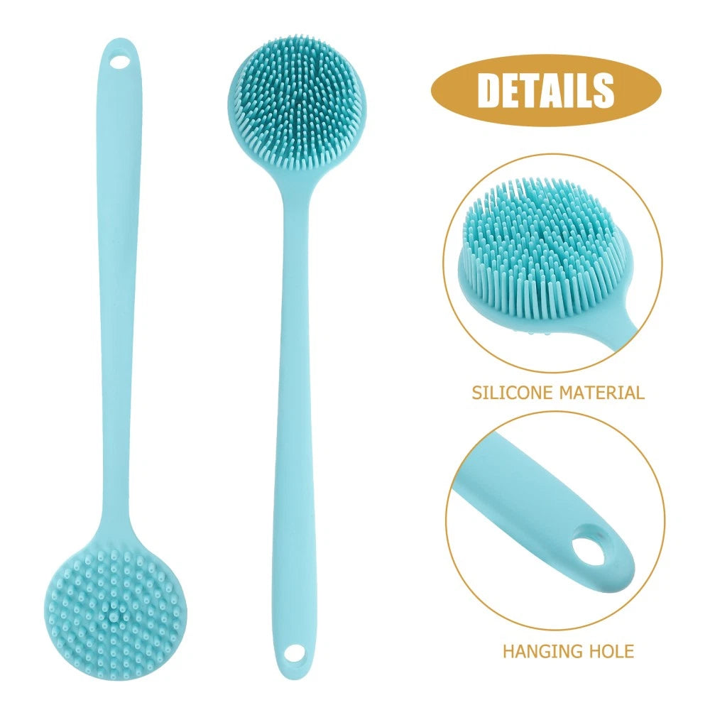Long Handle Bath Brush Silicone Exfoliator Body Scrubber for Clesning