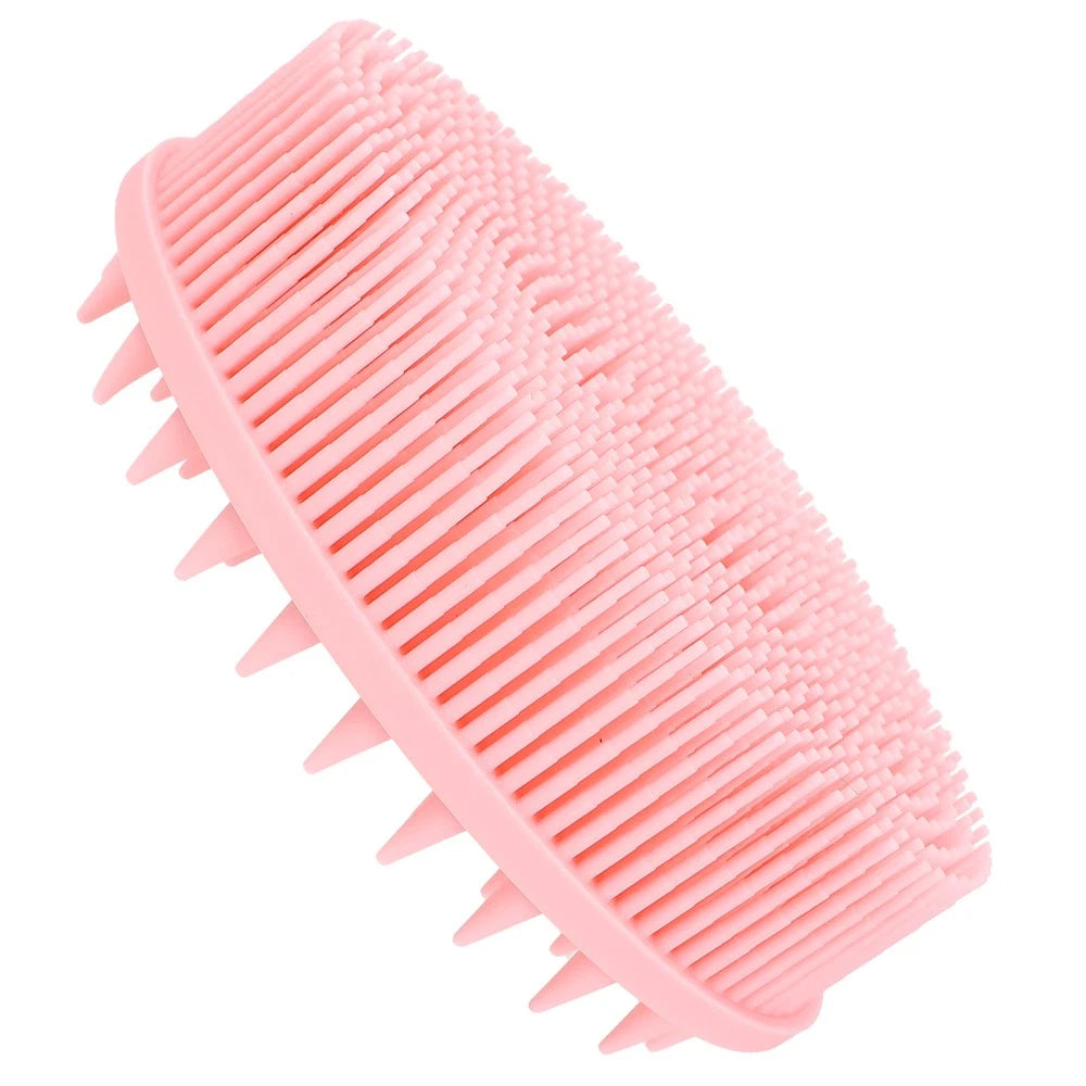 Double-sided Shower Brush Silicone Body Scrubber Bath Massage Brush (Pink)