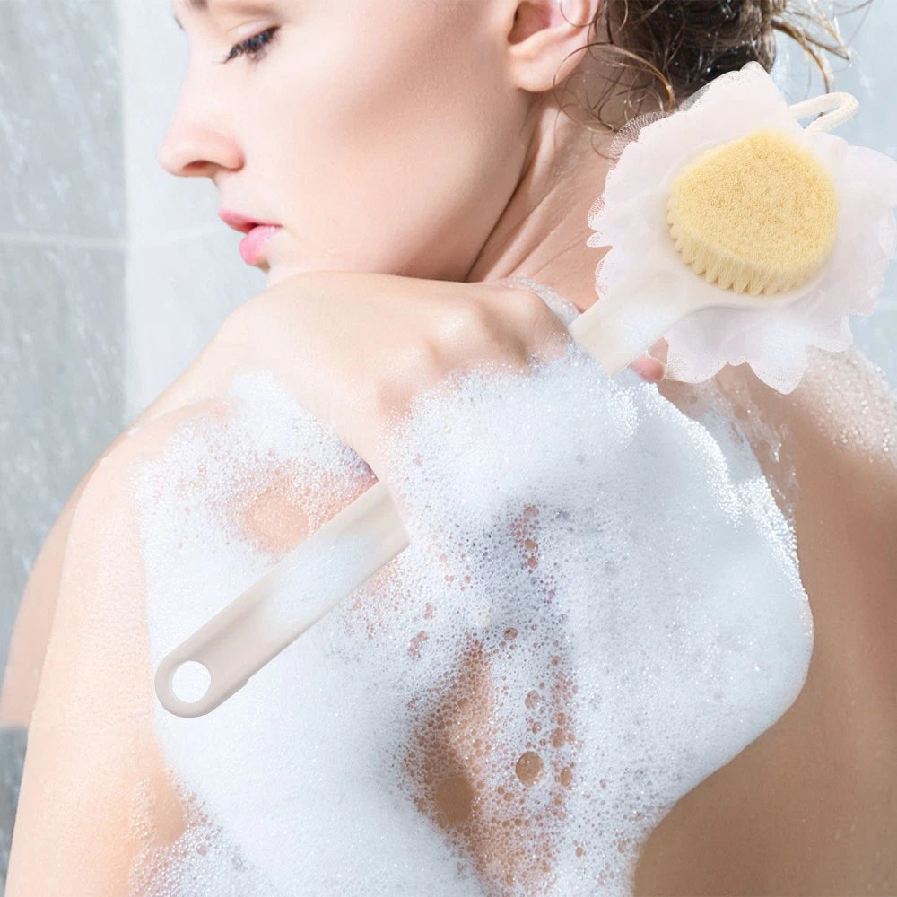 2pcs Long Handle Bath Brush Bristle Bathing Brush Household Bathing Accessories