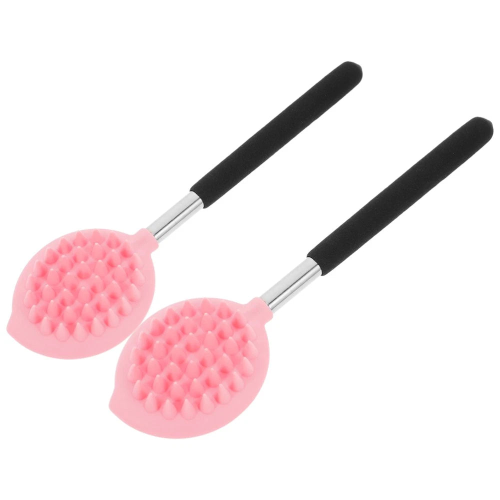 2 Pcs Long Handle Silicone Back Scrubber Body Bathing Brush Massage Shower Brush