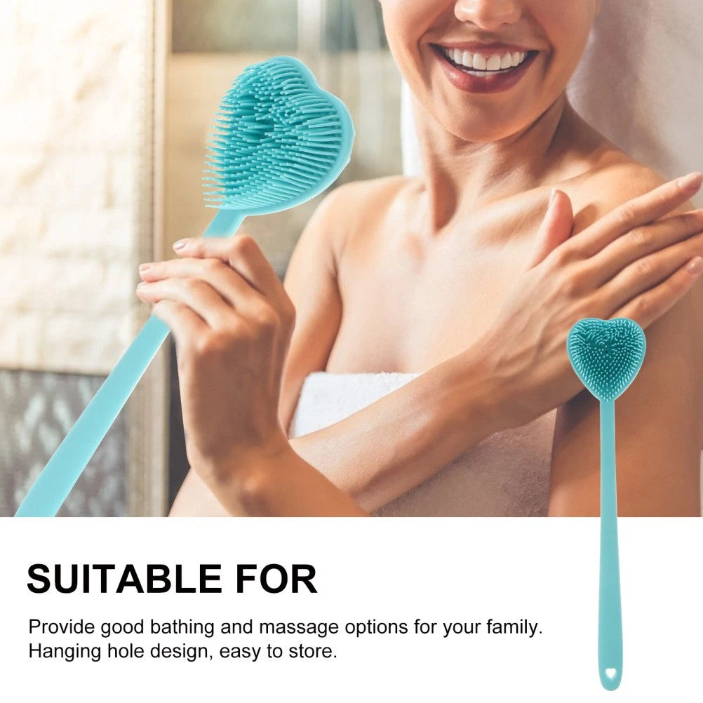 Heart-shaped Bath Brush Man Silicone Shower Scrubber Long Handle Bathing