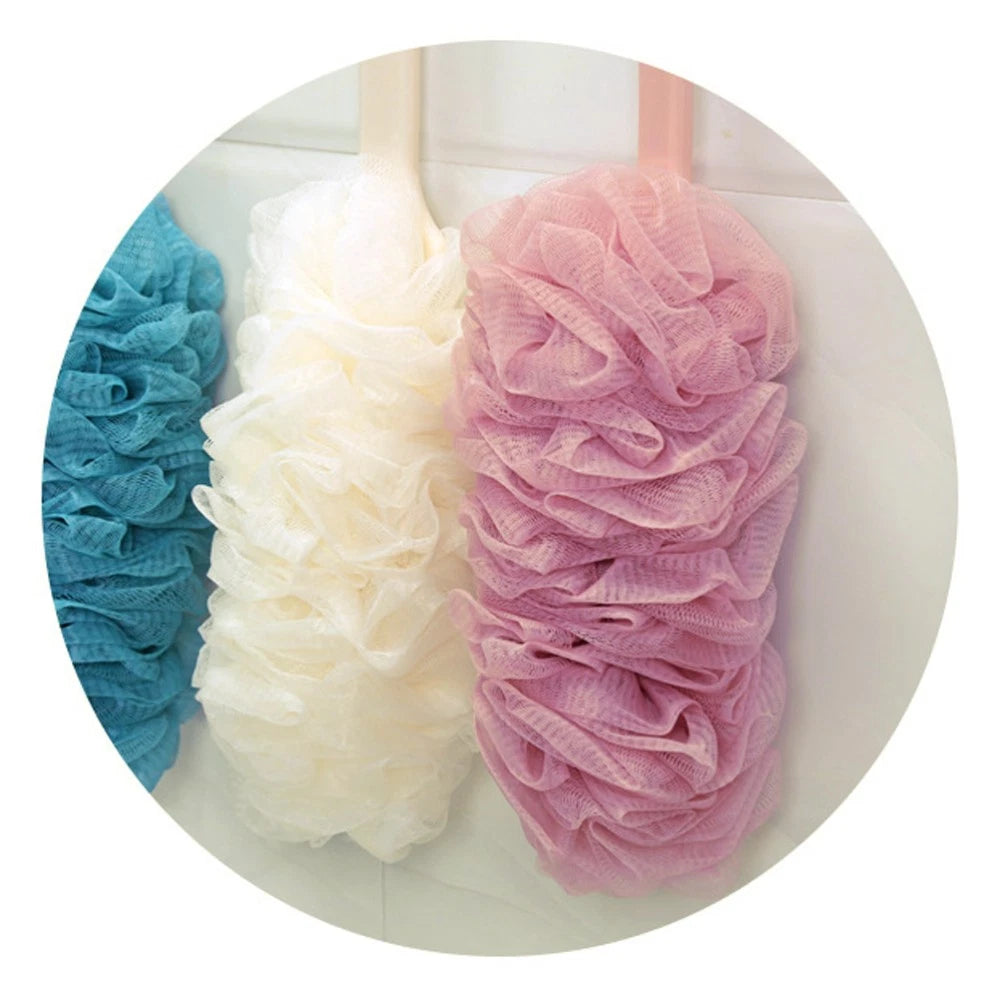 2 Pcs Rub The Back Bath Flowers Scrubber with Handle Shower Puff Body Brush