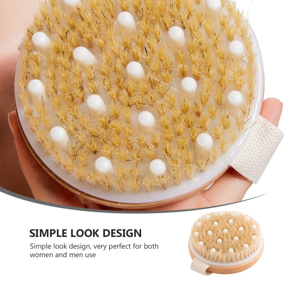 1PC Fine Wood Bath Brush Exfoliating Massage Brush (Khaki) No Handle Brush