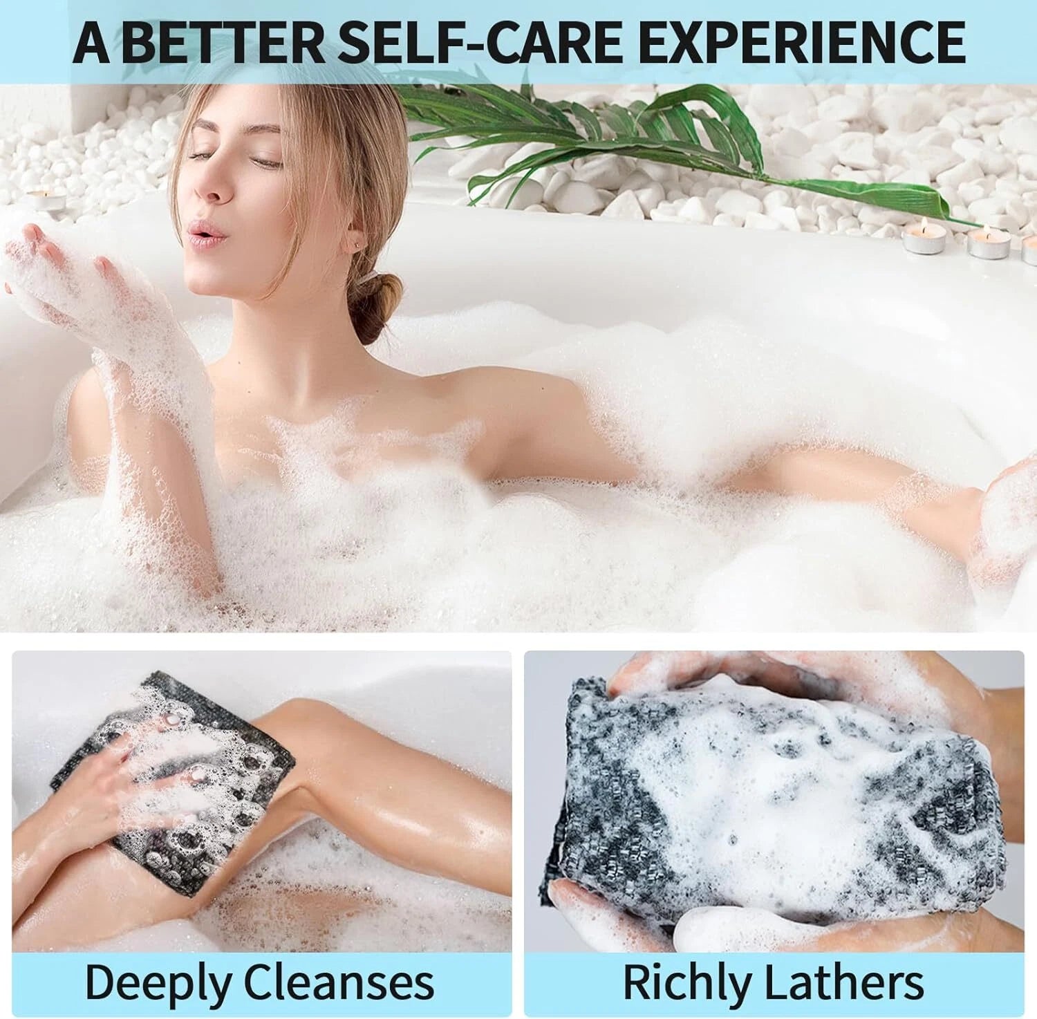 Exfoliating Washcloth Shower Towels, Premium Japanese Exfoliating Bo...