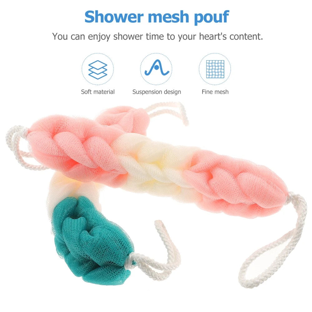 3 Pcs Back Scrubber Shower Scrunchie Bath Towel Man Loofah Exfoliating Body