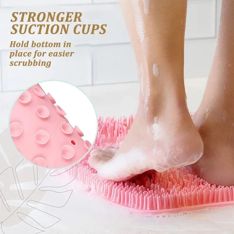 Silicone Rub Back Brush Non-slip Wash Foot Pad with Sucker Massage Shower Mat