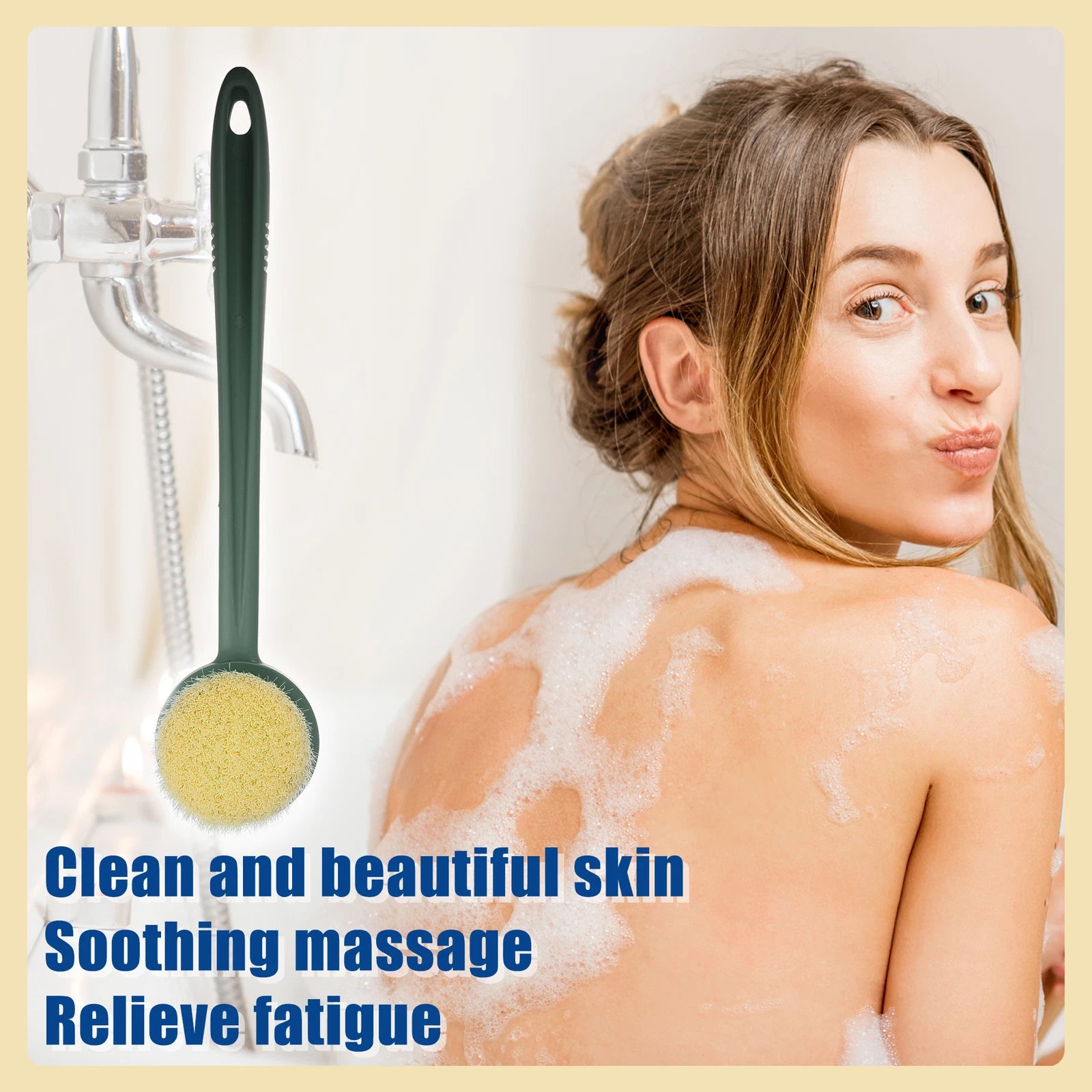 1Pcs Body Bath Brush Back Scrubber Massage for Shower with Long Handle PP Green