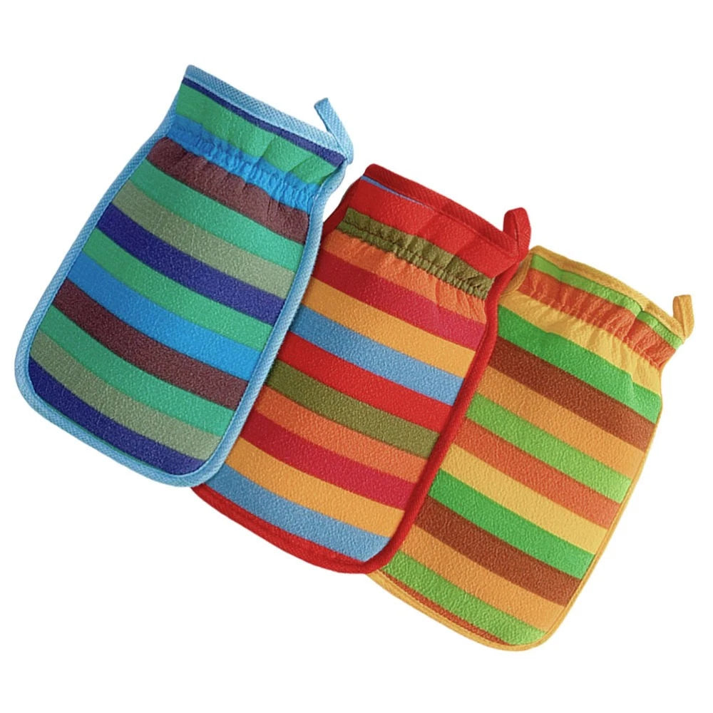 3 Pcs Bath Towel Gloves Back Brush for Shower Men Mitts Washcloths