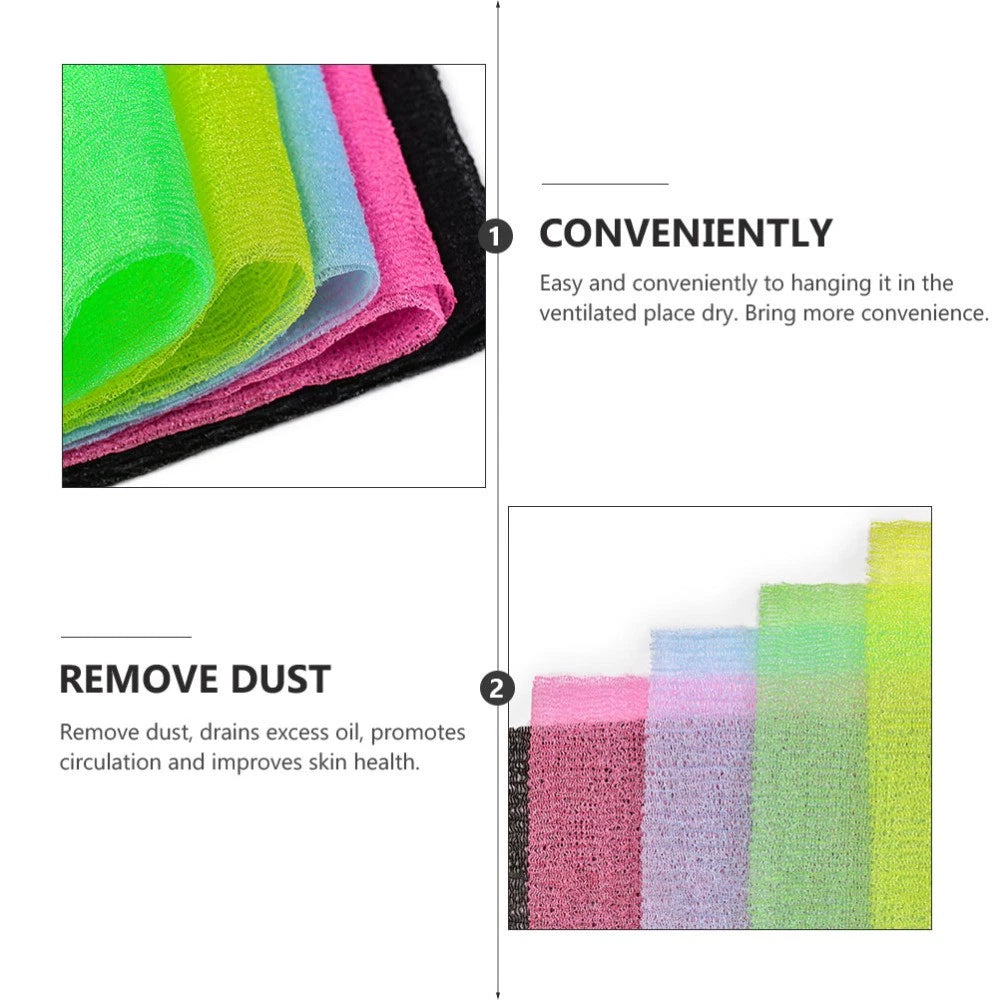 5Pcs Bathing Back Scrubber Body Washer Exfoliating Scrubber Brush Long Strap