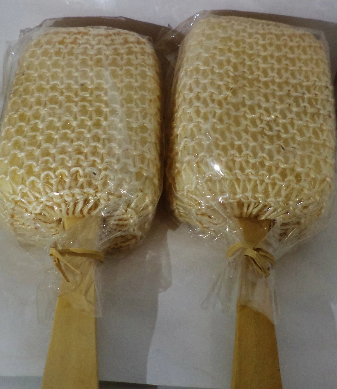 2 SISAL Bath Brush Easy Use Back & Body Scrubber With 16" Wood Handle Sealed