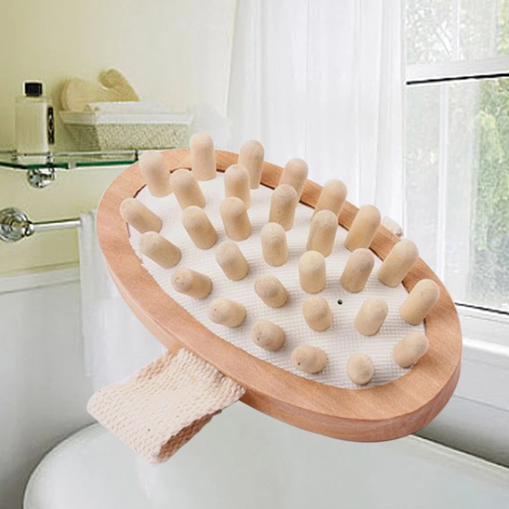 Body Massage Bath Brush Wooden Massage Round Head Bath Bathroom Accessories