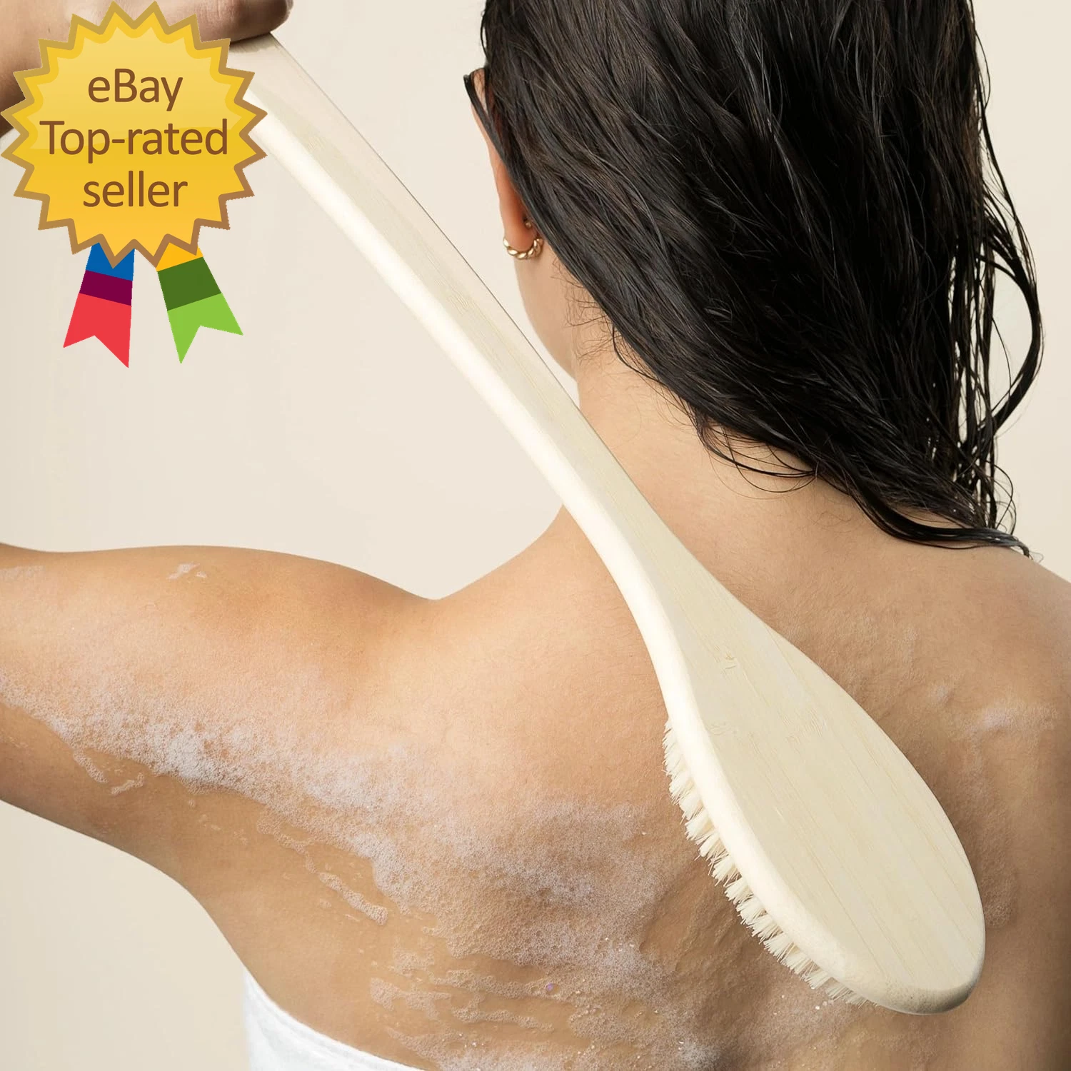 Bath Bristle Brush Bath Brush with Long Handle,Cleanse Back & Hard-To-Reach Area