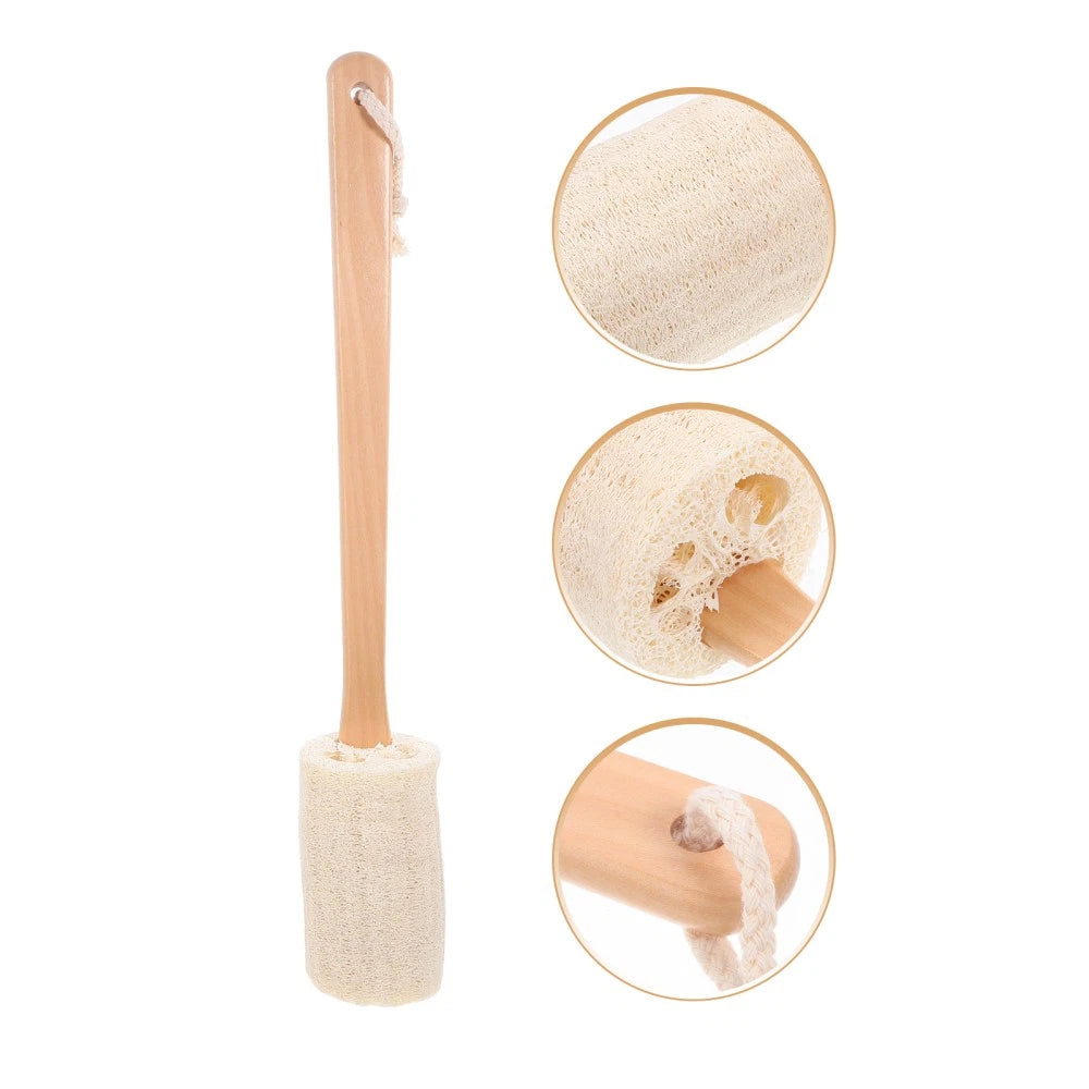 Natural Loofah Bath Scrubber Brush with Long Handle for Easy Cleaning