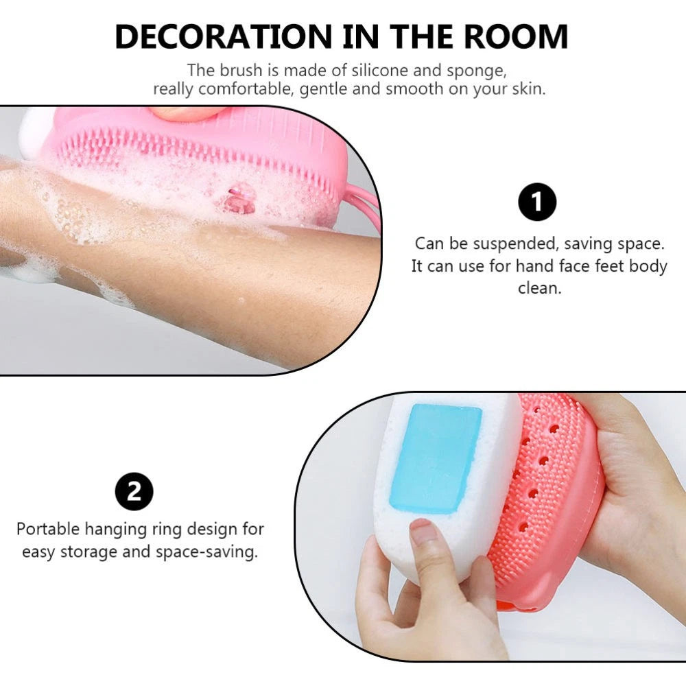 6 Pcs Bath Brush Exfoliating Body Bathing Scrubber Silicone Cleaning