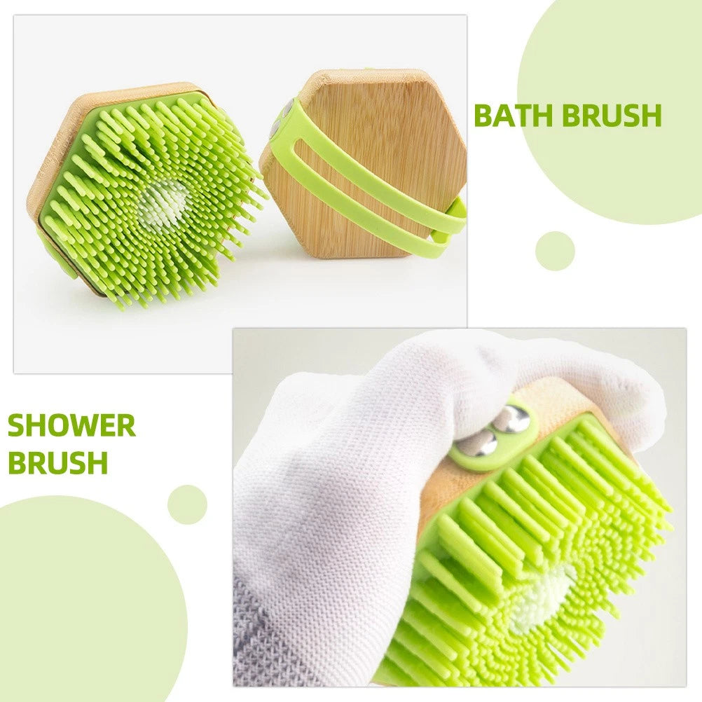 Silicone Bath Brush Bathing Body Shower Scrubber Portable Exfoliator Bath Brush