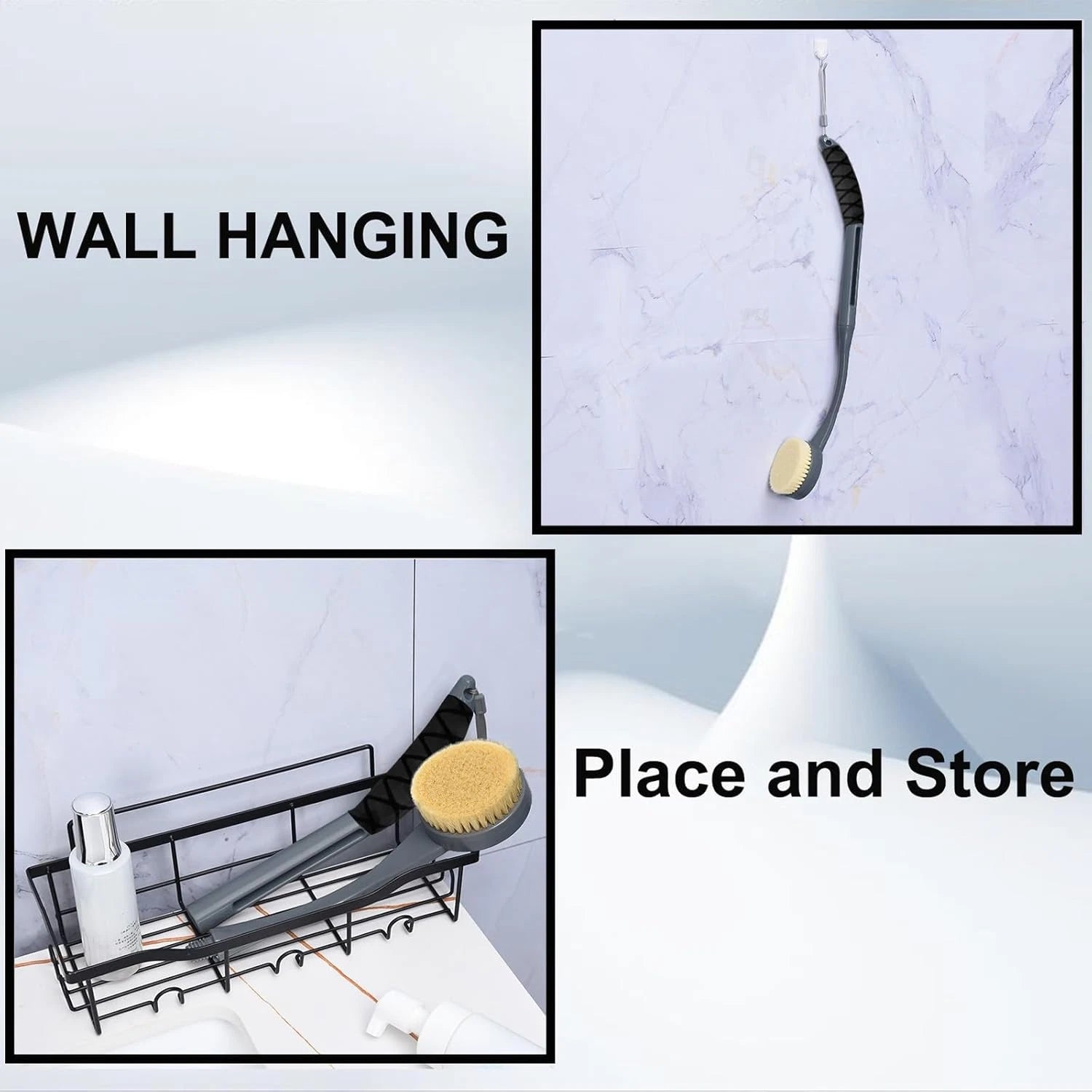 Back Scrubber for Shower,20.5" Bath Brush Long Handle for Deep Cleaning,Back Bru