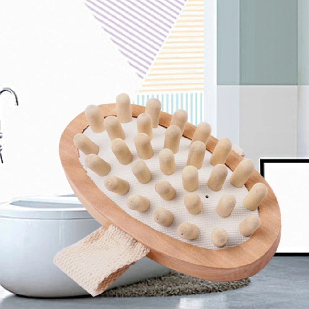 Body Massage Bath Brush Wooden Massage Round Head Bath Bathroom Accessories