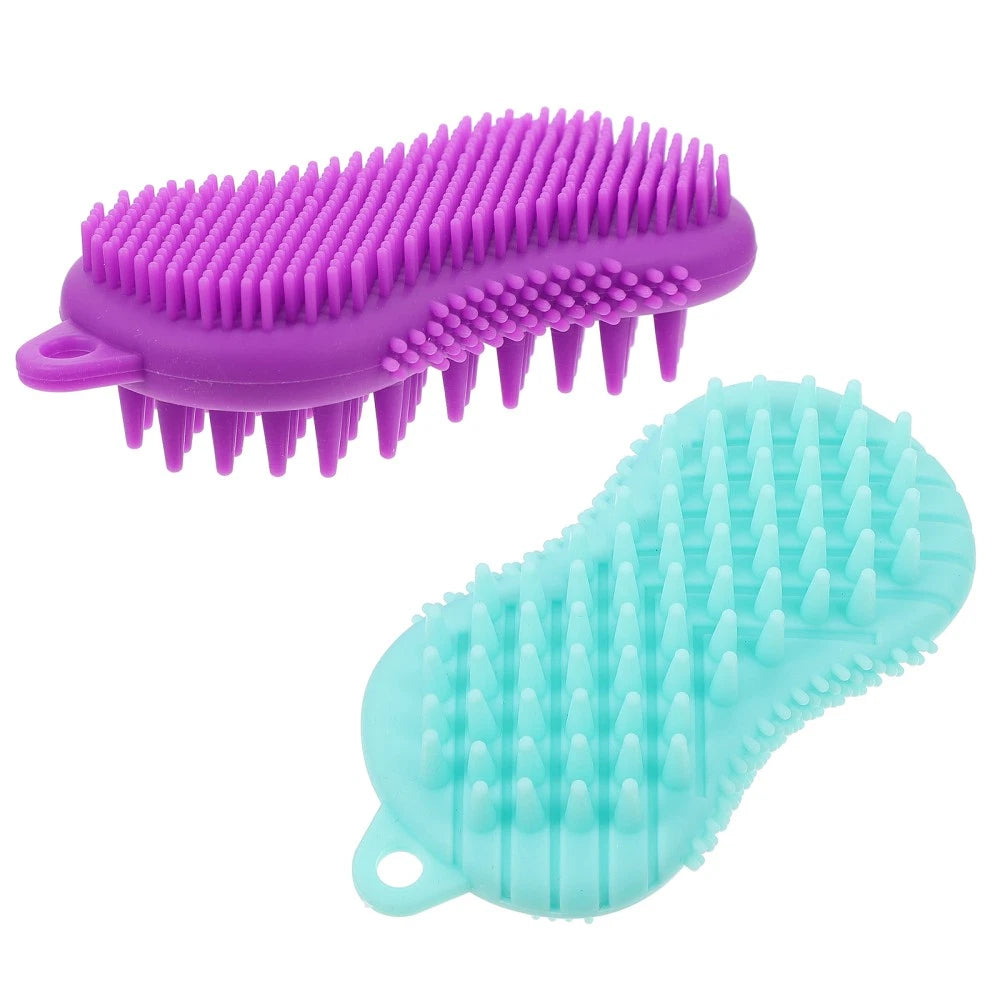 2 Pcs Silicone Bath Brush Scrubber for Body Baby Hair-washing Adults
