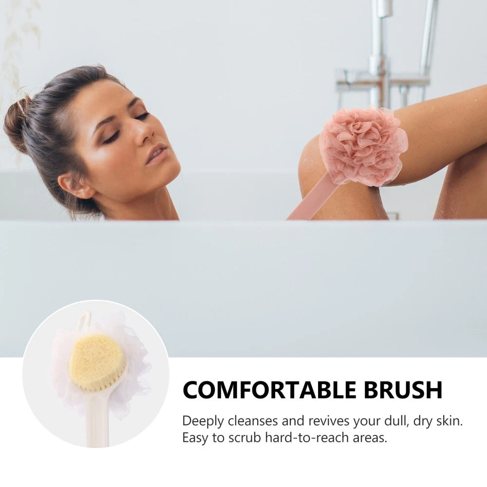 2pcs Long Handle Bath Brush Bristle Bathing Brush Household Bathing Accessories