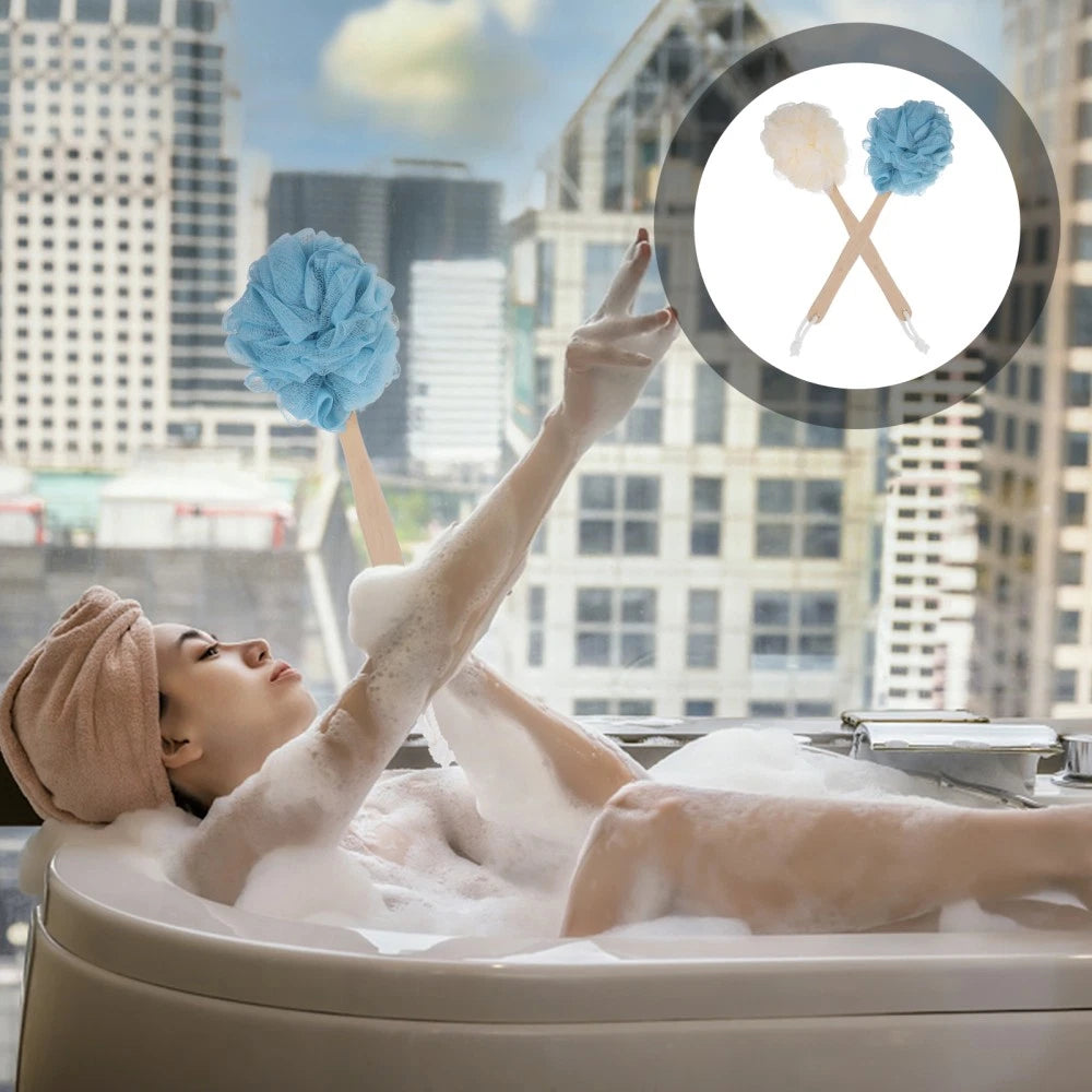 2 Pcs Man Miss Bath Brushes Shower Tools Bathtub with Long Handle Bathing