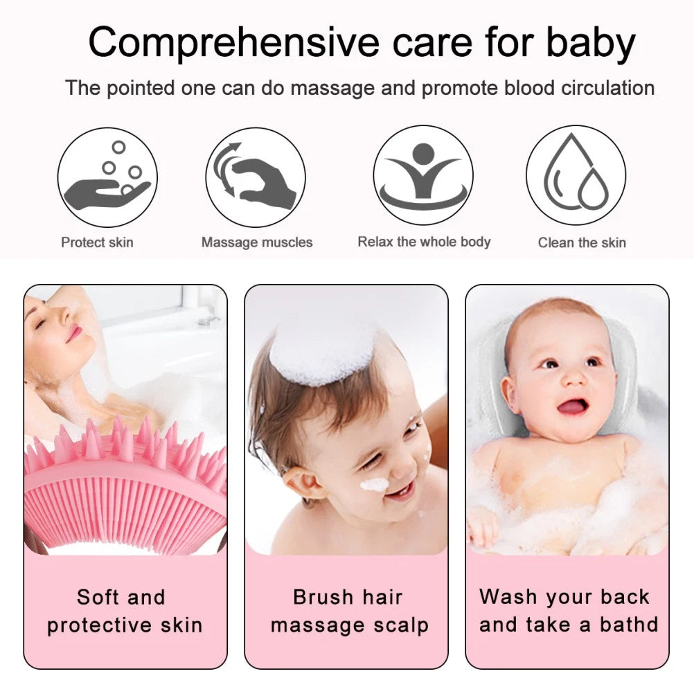 2Pcs Baby Shower Bath Brush Massage Shower Brushes for Home Travel