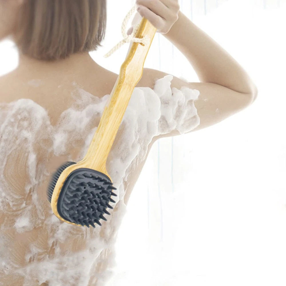 Bath Brush Man Miss Shower Scrubber for Body Long Handle Silicone