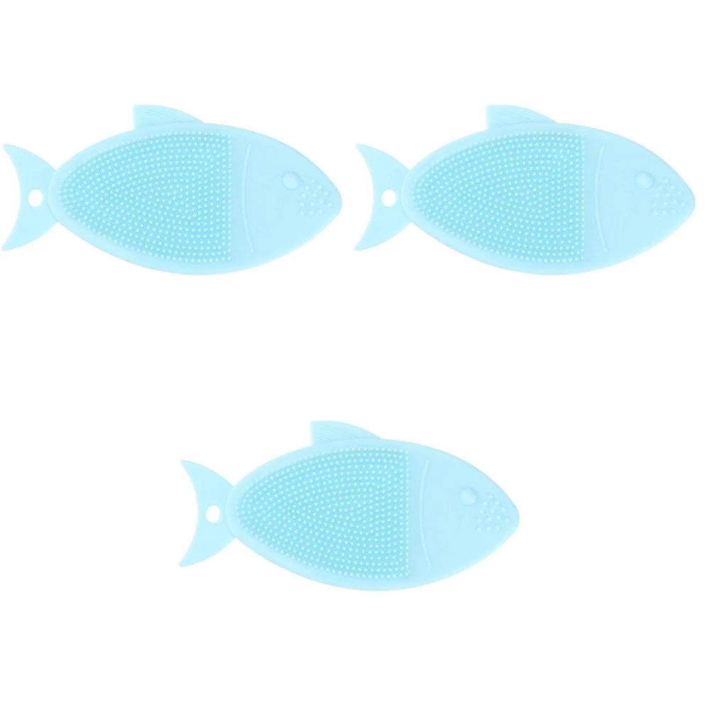 3 Pieces Fish-shaped Bath Brush Child Baby Silicone Cleaning Body