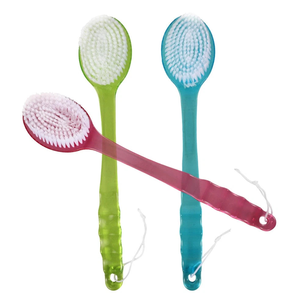 3 Pcs Bath Brush Body Shower Scrubber Extended Length Back Washer Brushes