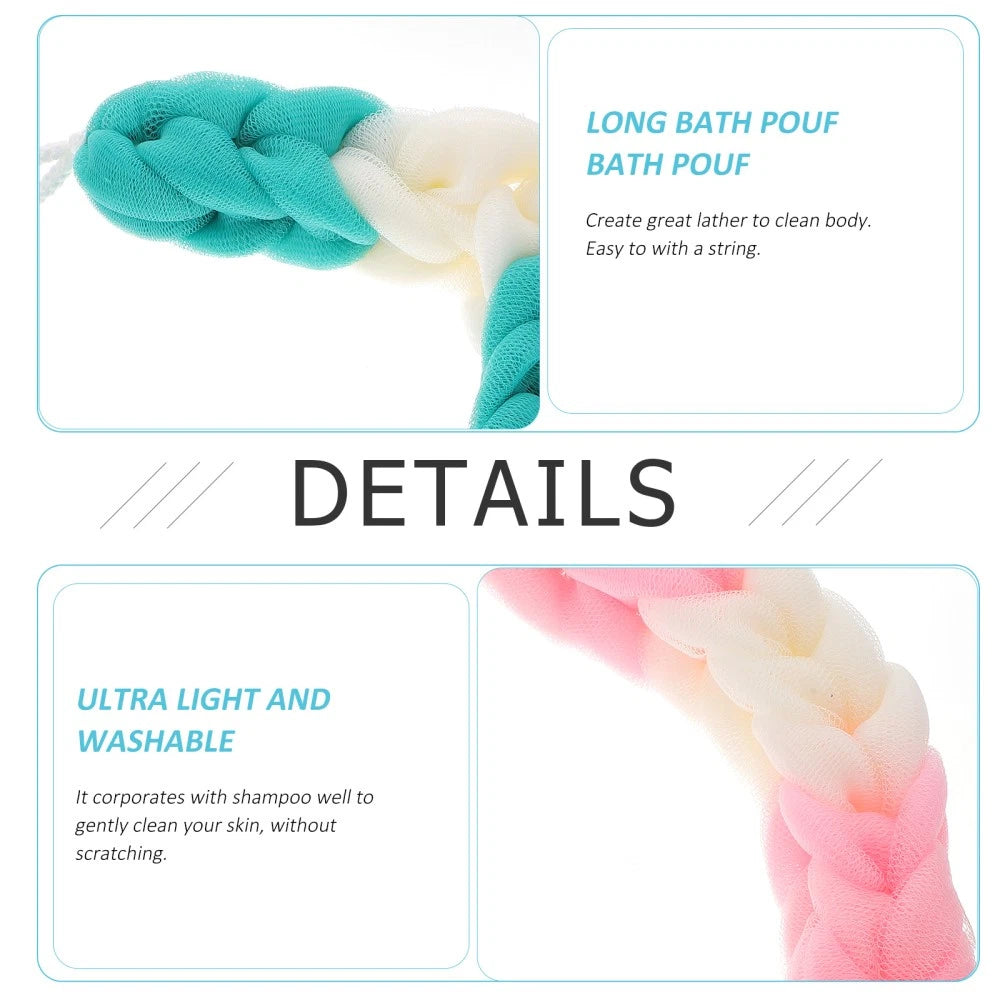 3 Pcs Back Scrubber Shower Scrunchie Bath Towel Man Loofah Exfoliating Body