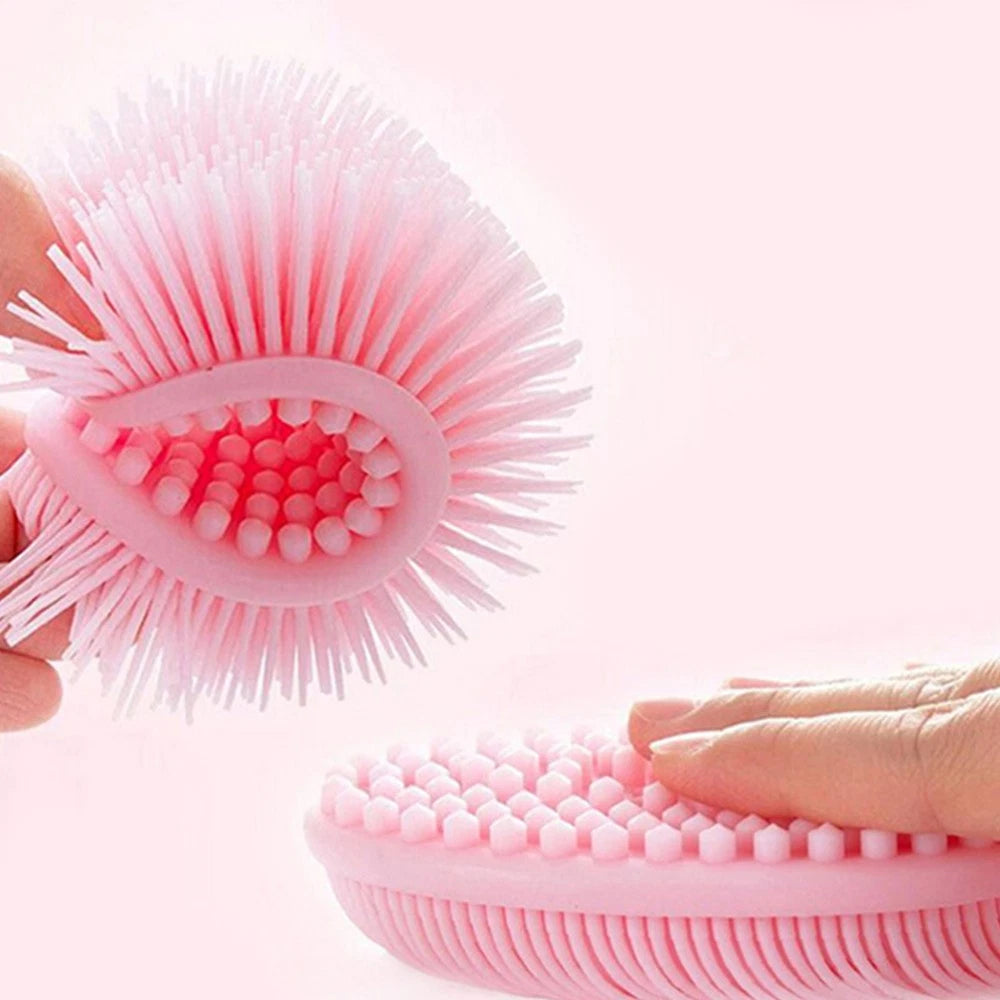 2 Pcs Massage Shampoo Brush Elder Silicone Bathing Shower Scrubber