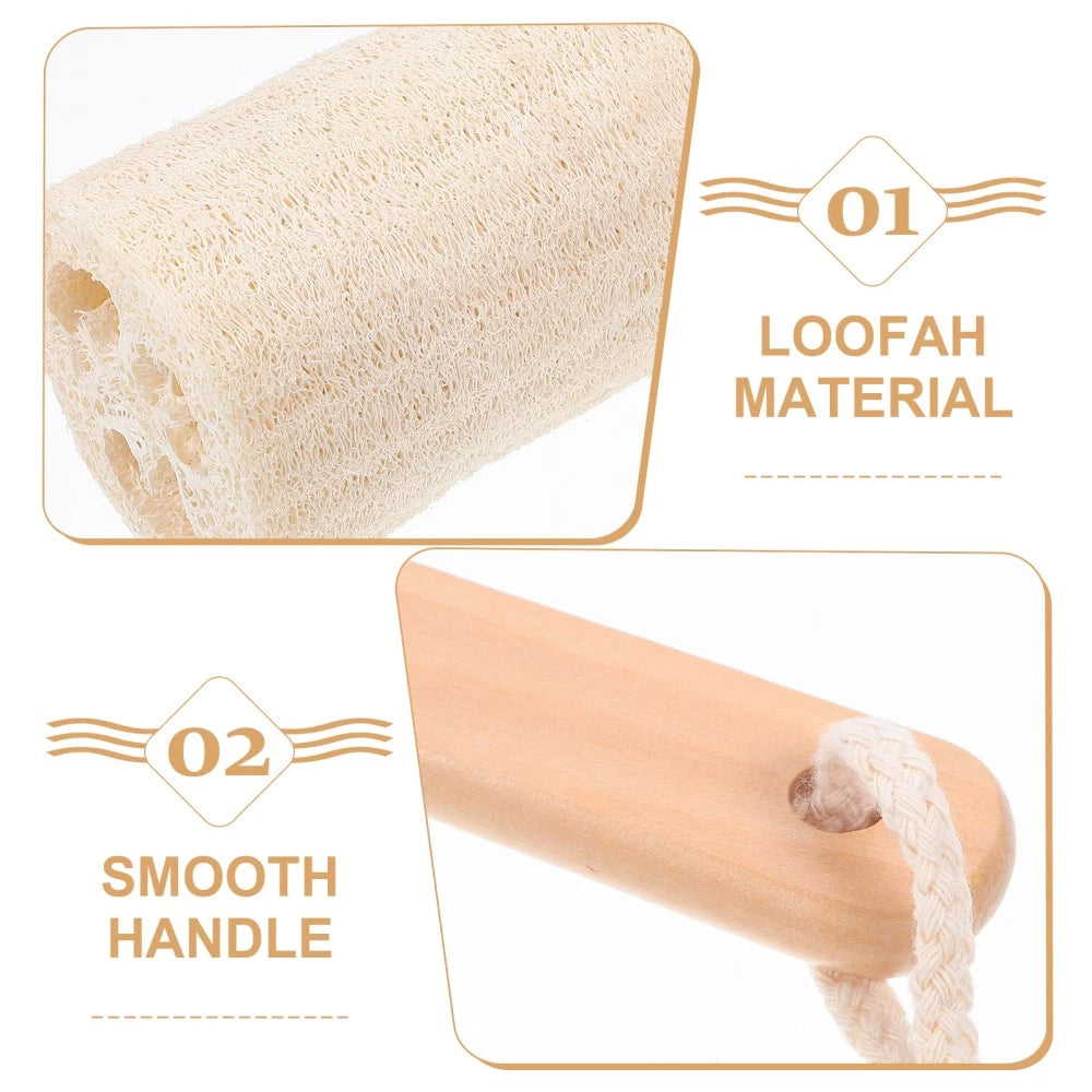 Natural Loofah Bath Scrubber Brush with Long Handle for Easy Cleaning