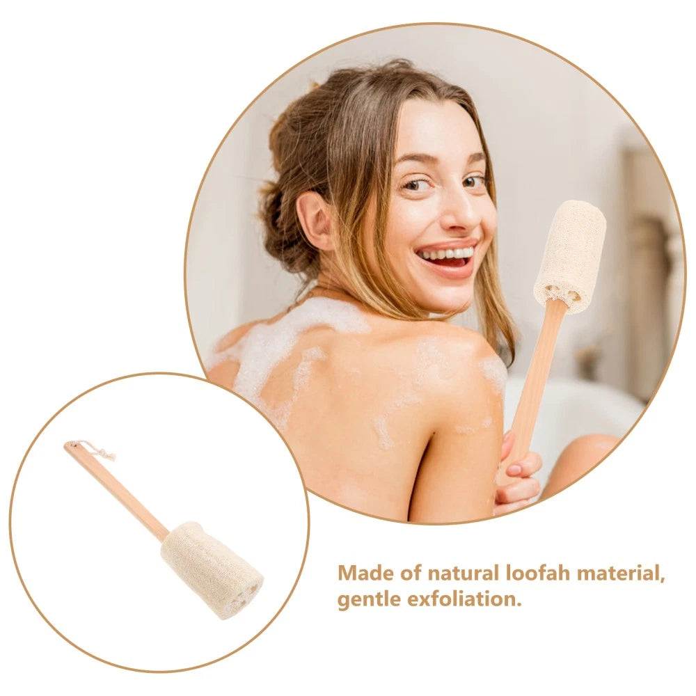 Natural Loofah Bath Scrubber Brush with Long Handle for Easy Cleaning