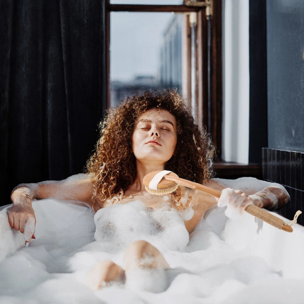 Removable Bath Brush Elder Women's Shower Scrubber Handle Cleaner for